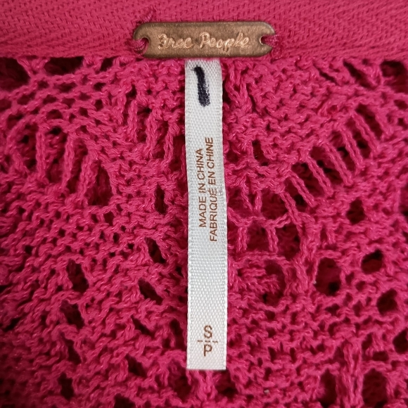 NEW FREE PEOPLE Hooded Crochet Bohemian Blouson Cover Up Mini Dress Size Small - Picture 5 of 6